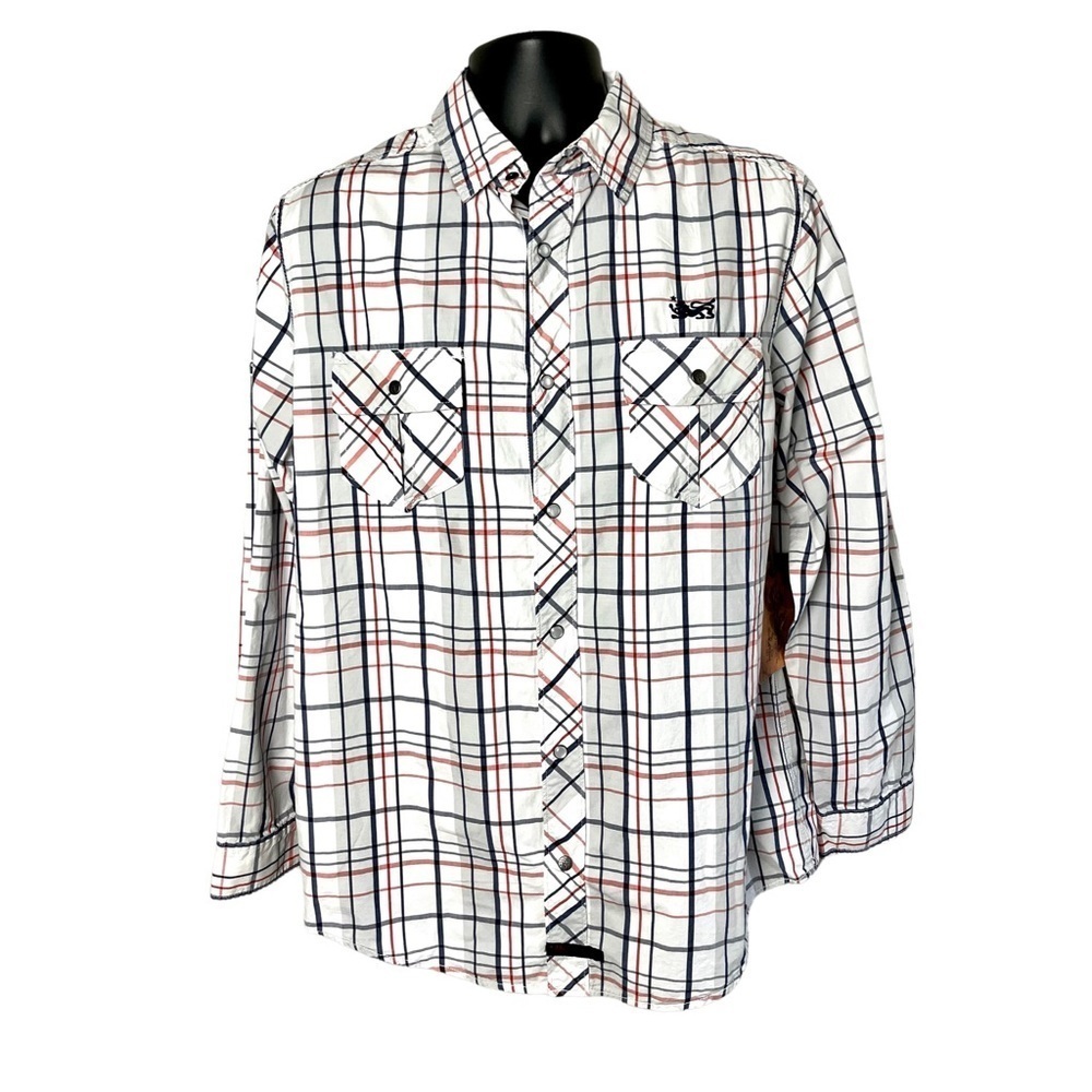 Walt Disney World 28 & Main Plaid Pearl Snap Shirt Size Medium New